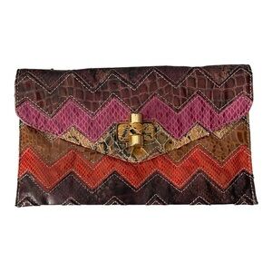 Aldo Vegan Leather Patchwork Snakeskin Clutch Purse